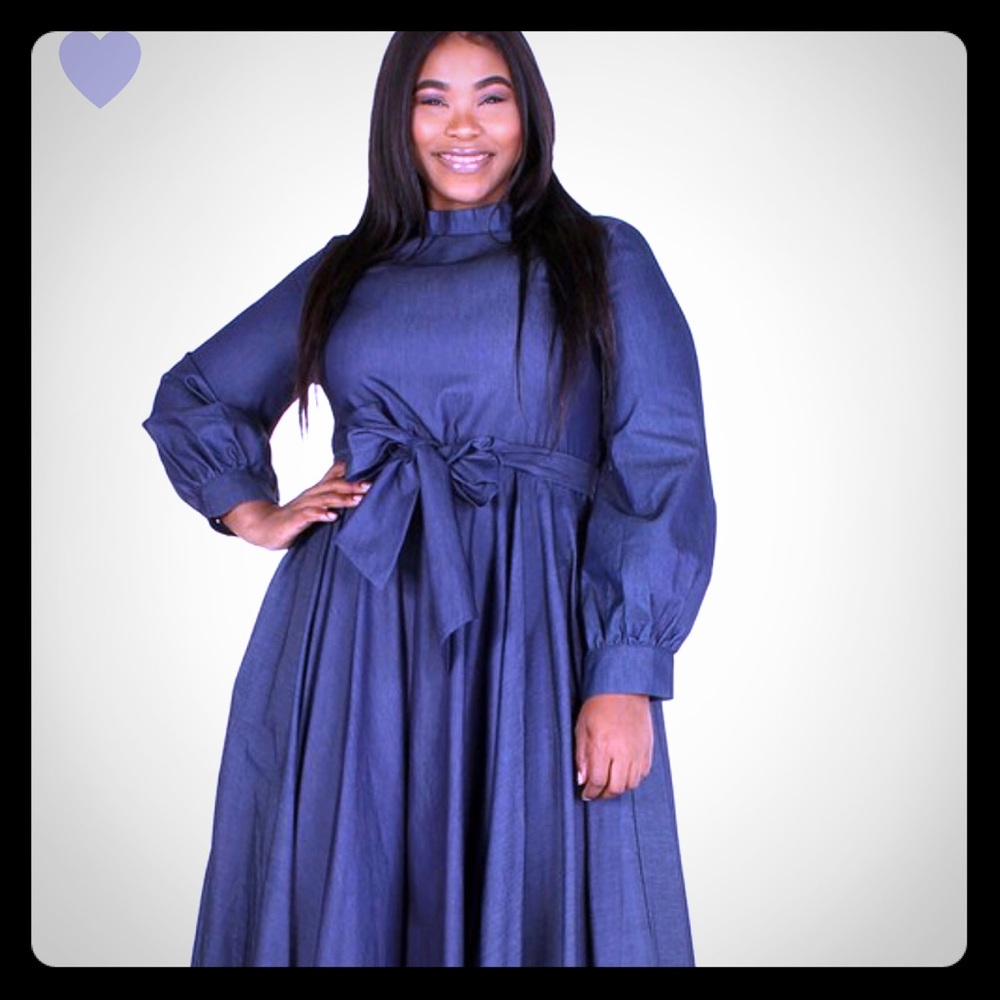Plus Size Long Sleeve Denim Dress